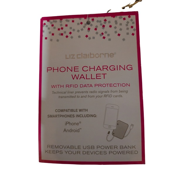 Liz Claiborne Handbags - Liz Claiborne Purple Glitter Phone Charging Wallet RFID Power Bank Wristlet NWT
